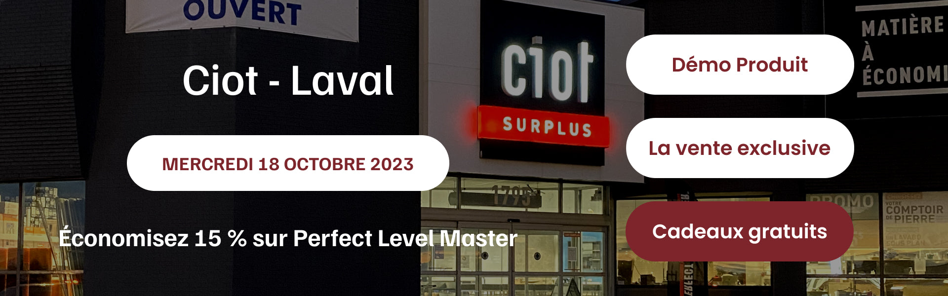 Ciot Laval Perfect Level Master Event Information